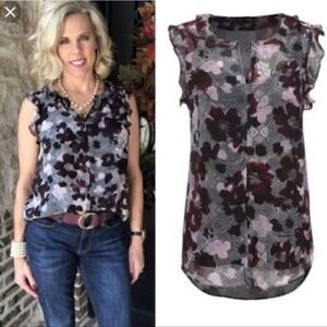 Cabi Floral Weaver Flutter Blouse Style 3618 Size M